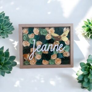 Cadres lumineux prénom avec fleurs en papier