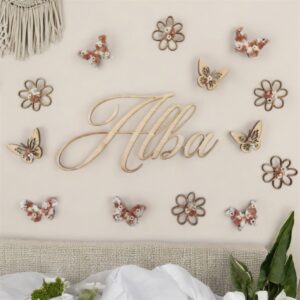 Mot en fleurs séchées et décorations